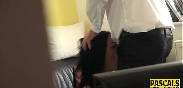  Deep throating kinky sub gets banged